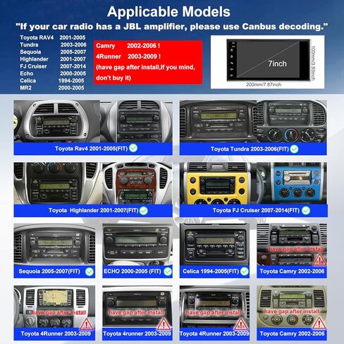 راديو سيارة لسيارة Toyota 4Runner 2003-2009، Tundra 2003-2006، Sequoia 2005-2007، FJ Cruiser 2007-2014، Highlander 2001-2007، RAV4 2001-2005، شاشة لمس 7 بوصة ستيريو Carplay Android Auto BT كاميرا GPS FM in Kuwait