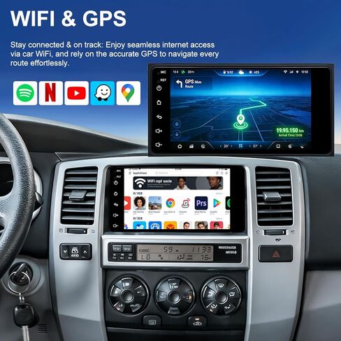 راديو سيارة لسيارة Toyota 4Runner 2003-2009، Tundra 2003-2006، Sequoia 2005-2007، FJ Cruiser 2007-2014، Highlander 2001-2007، RAV4 2001-2005، شاشة لمس 7 بوصة ستيريو Carplay Android Auto BT كاميرا GPS FM in Kuwait