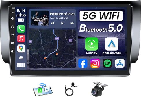 راديو سيارة 4Core+64GB ROM لسيارة Nissan Sentra 2013-2017: 10 بوصة 1280 * 800 HD تعمل باللمس ستيريو سيارة مع Carplay لاسلكي ودعم Android Auto 5G WiFi Bluetooth GPS FM 1080P كاميرا احتياطية SWC in Kuwait
