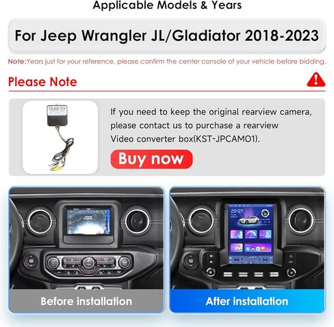 Android 14 Stereo Car Radio for Jeep Wrangler JL/Gladiator (2018-2023), 8Core 4G+64G GPS Navigation with 9.7 inch QLED Touchscreen via Carplay Android Auto SWC Bluetooth5.4 EQ USB TPMS in Kuwait