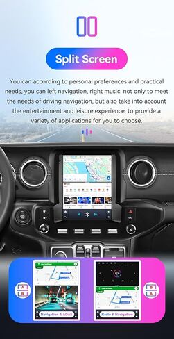 Android 14 Stereo Car Radio for Jeep Wrangler JL/Gladiator (2018-2023), 8Core 4G+64G GPS Navigation with 9.7 inch QLED Touchscreen via Carplay Android Auto SWC Bluetooth5.4 EQ USB TPMS in Kuwait