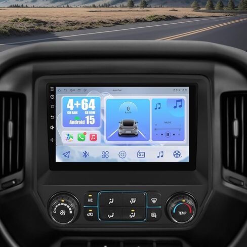 راديو سيارة 4G+64G لسيارة Chevy Silverado وGMC Sierra 2014-2018: شاشة لمس 10 بوصة تعمل بنظام Android 15 ترقية ستيريو لراديو سيلفرادو 2015، CarPlay اللاسلكي وAndroid Auto/Bluetooth/WiFi/GPS/FM SWC/كاميرا احتياطية in Kuwait