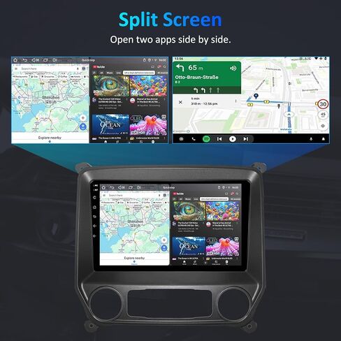 راديو سيارة 4G+64G لسيارة Chevy Silverado وGMC Sierra 2014-2018: شاشة لمس 10 بوصة تعمل بنظام Android 15 ترقية ستيريو لراديو سيلفرادو 2015، CarPlay اللاسلكي وAndroid Auto/Bluetooth/WiFi/GPS/FM SWC/كاميرا احتياطية in Kuwait