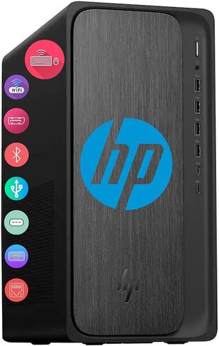HP OmniDesk Desktop, AI PC with 16 NPU Tops, 8-Core AMD Ryzen 7-8700G CPU (Upto 5.1GHz), 32GB DDR5 RAM, 1TB SSD, USB-C, Wi-Fi 6, Dual Monitor Support, Bluetooth, Windows 11 Pro, Wireless KB & Mouse in Kuwait