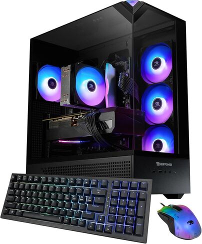 iBUYPOWER Element Black Gaming PC Desktop Computer Intel Core i5 14400F CPU, NVIDIA GeForce RTX 5060Ti 8GB GPU, 16GB DDR5 RGB 5200MHz RAM, 1TB NVMe SSD, Windows 11 Home, Keyboard, Mouse - EBI5N56T02 in Kuwait