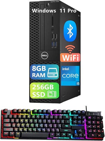 كمبيوتر مكتبي Dell Optiplex 3050 SFF | كور i5-6500T 4 كور| ذاكرة وصول عشوائي DDR4 سعة 8 جيجابايت | 256 جيجا اس اس دي | يو اس بي واي فاي + بلوتوث | ويندوز 11 برو | لوحة المفاتيح والماوس (متجدد) in Kuwait