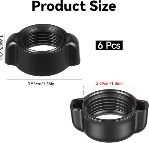 6 Pcs Car Phone Mount Replacement Parts, Tightening Nut for Replacement Car Mount Screw Black Mobile Phone Repair Mounting Bracket for 17mm Ball Joint Fixed Adapter Ring in Kuwait