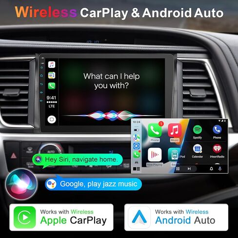 [8core 4+64G] ستيريو راديو السيارة 10.2 بوصة لسيارة Toyota Highlander 2014-2019 CarPlay، وحدة الرأس مع Carplay اللاسلكي وAndroid Auto، يدعم GPS/WiFi/Bluetooth/SWC، FM، كاميرا احتياطية in Kuwait