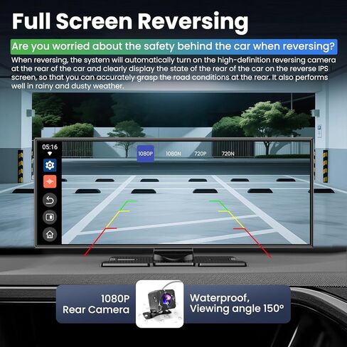 أكبر شاشة CarPlay لاسلكية مقاس 11.5 بوصة للسيارة، مدمجة في N-etflix/YouTube/TikTok وتطبيقات أخرى، شاشة A-pple CarPlay وAndroid Auto مع كاميرا احتياطية بدقة 1080 بكسل/ملاحة/تحكم صوتي، لجميع المركبات in Kuwait