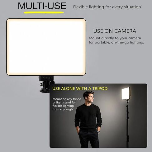 Professional LED Video Light Panel, Compatible with Olympus Pen E-PL6, 240 LEDs, USB-C Rechargeable 4000mAh Battery, Adjustable Brightness & Color Temperature (Recording & Streaming) in Kuwait
