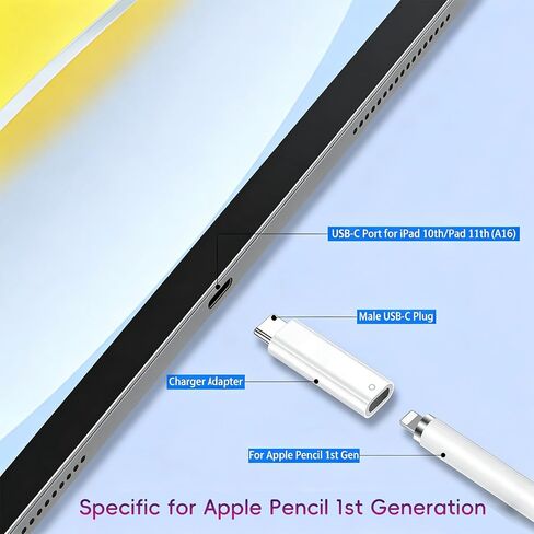 USB C to for Apple Pencil Adapter for iPad A16, USB-C Male iPencil Charger Adapter Compatible with iPad 11th/10th Bluetooth Pairing, Type C to for Lightning Charger Connector for iPencil 1st in Kuwait