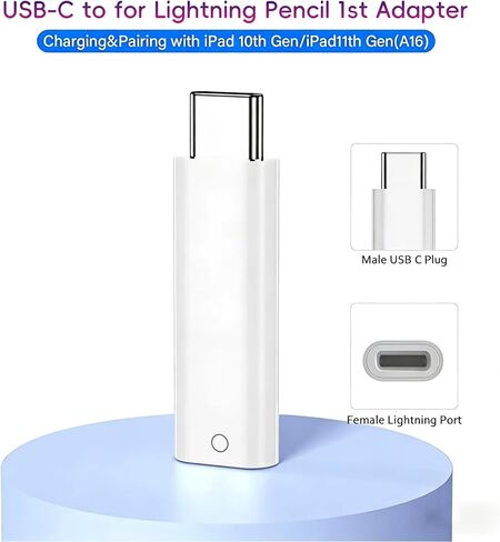 USB C to for Apple Pencil Adapter for iPad A16, USB-C Male iPencil Charger Adapter Compatible with iPad 11th/10th Bluetooth Pairing, Type C to for Lightning Charger Connector for iPencil 1st in Kuwait