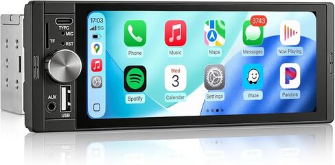 AINAVI 6.36 Inch Single Din Touchscreen Car Stereo Carplay Android Auto SWC/FM/Bluetooth in Kuwait