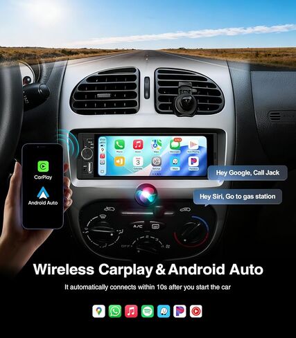 AINAVI 6.36 Inch Single Din Touchscreen Car Stereo Carplay Android Auto SWC/FM/Bluetooth in Kuwait