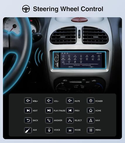 AINAVI 6.36 Inch Single Din Touchscreen Car Stereo Carplay Android Auto SWC/FM/Bluetooth in Kuwait
