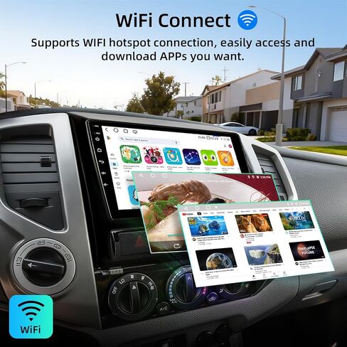 ستيريو راديو السيارة لسيارة Toyota Tacoma 2005-2015، Android 15 2+64G 9 بوصة راديو بشاشة تعمل باللمس مع CarPlay Android Auto Bluetooth GPS Navigation HD كاميرا احتياطية in Kuwait