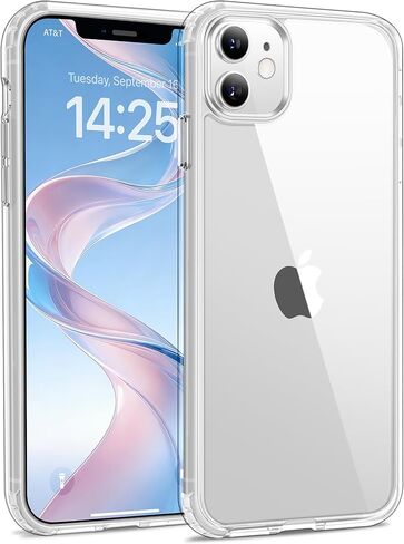حافظة USLAI لهاتف iPhone 13، مضادة للاصفرار، ظهر شفاف كريستالي، مقاومة للصدمات وحماية من السقوط من الدرجة العسكرية - شفافة in Kuwait