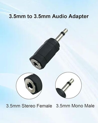 2 Pack 3.5mm Mono to 3.5mm Stereo Adapter, 2-Pole 1/8" Mono Male to 1/8" TRS Stereo Female Jack Converter for Headphone Radio in Kuwait