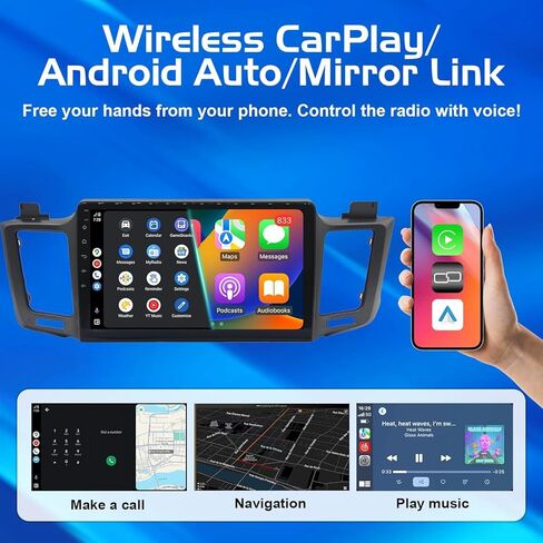 راديو سيارة Android 14 مطور 8 Core لسيارة Toyota RAV4 2013-2018 4+64G مع Carplay اللاسلكي وAndroid Auto شاشة لمس فائقة الدقة 10.1 بوصة، AM/FM/RDS، كاميرا احتياطية، SWC in Kuwait