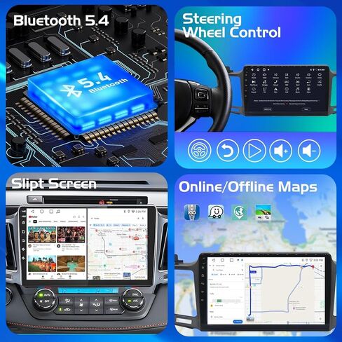 راديو سيارة Android 14 مطور 8 Core لسيارة Toyota RAV4 2013-2018 4+64G مع Carplay اللاسلكي وAndroid Auto شاشة لمس فائقة الدقة 10.1 بوصة، AM/FM/RDS، كاميرا احتياطية، SWC in Kuwait