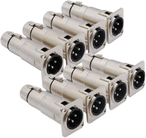 8 Pcs XLR Male to XLR Female Feed/Pass Thru Connector Adapter for D Panel Mounting, Solderless Connectors 3-Pin in Kuwait
