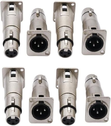8 Pcs XLR Male to XLR Female Feed/Pass Thru Connector Adapter for D Panel Mounting, Solderless Connectors 3-Pin in Kuwait