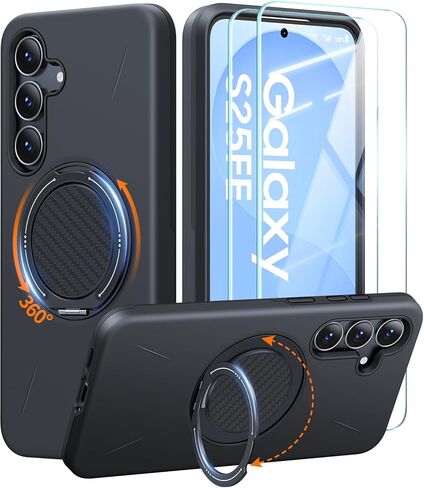 JAME for Samsung Galaxy S26 Case with Ring Holder Stand Kickstand, Dual Layer Shockproof Protective Cover with Screen Protector, Magnetic Accessory Friendly Samsung Galaxy S26 Phone Case 6.3", Black in Saudi Arabia