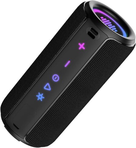 مكبر صوت بلوتوث محمول، مكبر صوت لاسلكي قوي الصوت: Boost Bass، Bluetooth 5.4، وقت تشغيل 24 ساعة، 8 أوضاع RGB، مقاوم للماء IPX7، اقتران TWS، للاستخدام الخارجي/المنزل/الحفلة، أفكار الهدايا (أسود) in Kuwait