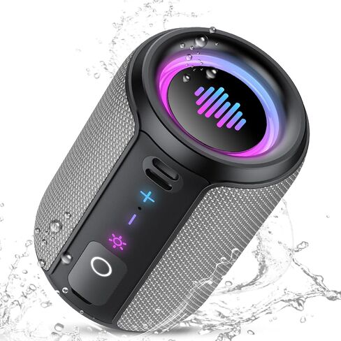Portable Bluetooth Speaker with Lights, Bluetooth 5.4 Speaker, Powerful Crystal Clear Sound,All Day Playtime,15W Loud Stereo Sound, TWS pairing for Outdoor/Home/Party/Travel,IPX7 Waterproof,Black in Kuwait