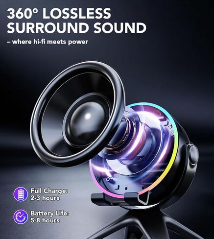 Wireless Induction Audio Speaker Stand, 5 in 1 Induction Speaker for iPhone with LED Lights Cell Phone Stand with Wireless Bluetooth Speaker 360° Rotable Angle Adjustable Gifts for Men Women in Kuwait
