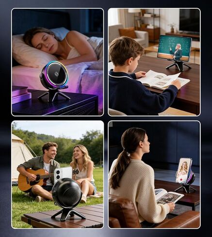 Wireless Induction Audio Speaker Stand, 5 in 1 Induction Speaker for iPhone with LED Lights Cell Phone Stand with Wireless Bluetooth Speaker 360° Rotable Angle Adjustable Gifts for Men Women in Kuwait