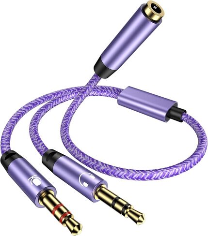 مقسم صوت 3.5 ملم لسماعات الرأس والميكروفون، سماعة مضفرة لمحول الكمبيوتر، كابل مقسم Aux Y 3.5 ملم أنثى إلى 2 ذكر لأجهزة الكمبيوتر المحمول والكمبيوتر المكتبي والألعاب والمكتب، PS5، Xbox، Switch، الأجهزة اللوحية in Kuwait
