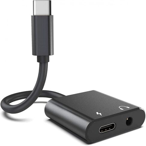 محول USB-C لسماعات الأذن بمنفذ شاحن جاك 3.5 مم لهاتف Galaxy Z Flip 3، Fold 3 5G، ميكروفون مقسم يدعم محول سماعة الرأس من النوع C بدون استخدام اليدين مع Samsung Flip3 5G. Fold3 PH-PH19905H3W-9، أسود in Kuwait