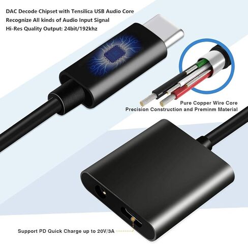محول USB-C لسماعات الأذن بمنفذ شاحن جاك 3.5 مم لهاتف Galaxy Z Flip 3، Fold 3 5G، ميكروفون مقسم يدعم محول سماعة الرأس من النوع C بدون استخدام اليدين مع Samsung Flip3 5G. Fold3 PH-PH19905H3W-9، أسود in Kuwait