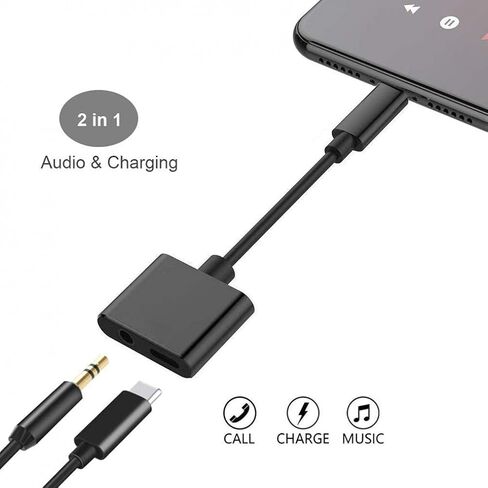 محول USB-C لسماعات الأذن بمنفذ شاحن جاك 3.5 مم لهاتف Galaxy Z Flip 3، Fold 3 5G، ميكروفون مقسم يدعم محول سماعة الرأس من النوع C بدون استخدام اليدين مع Samsung Flip3 5G. Fold3 PH-PH19905H3W-9، أسود in Kuwait