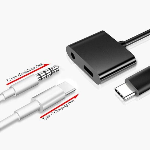 محول USB-C لسماعات الأذن بمنفذ شاحن جاك 3.5 مم لهاتف Galaxy Z Flip 3، Fold 3 5G، ميكروفون مقسم يدعم محول سماعة الرأس من النوع C بدون استخدام اليدين مع Samsung Flip3 5G. Fold3 PH-PH19905H3W-9، أسود in Kuwait