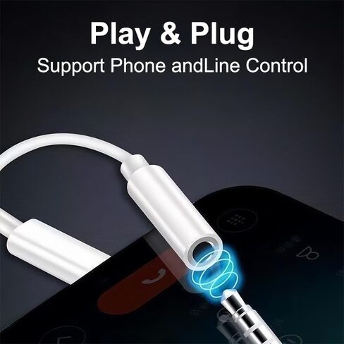 USB C to 3.5mm Audio Headphone Adapter, Type C to Headphone Jack Adapter, Support Music Playback & Calls for iPhone 16/15 Series, iPad, MacBook, Samsung Galaxy S24/S23/S22/S21Ultra, White in Kuwait