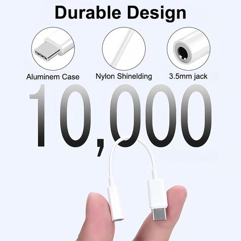 USB C to 3.5mm Audio Headphone Adapter, Type C to Headphone Jack Adapter, Support Music Playback & Calls for iPhone 16/15 Series, iPad, MacBook, Samsung Galaxy S24/S23/S22/S21Ultra, White in Kuwait