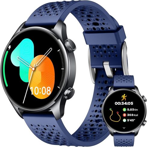 GPS Smart Watch for Men Women (Answer/Make Call), 1.43" AMOLED Round Display, Built-in GPS, 3ATM Waterproof, Heart Rate/Sleep/SpO2 Monitor, 100+ Sport Modes for Android iPhone Samsung in Saudi Arabia