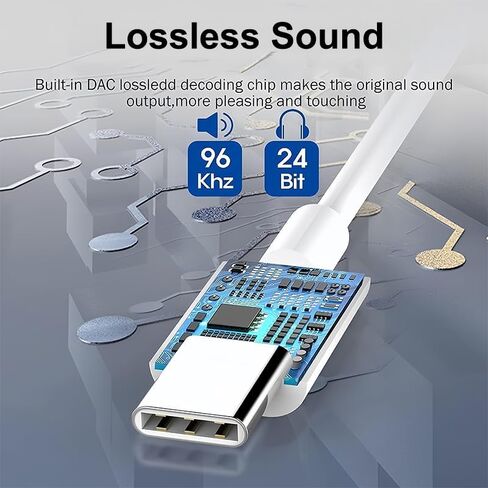 USB C to 3.5mm Audio Headphone Adapter, Type C to Headphone Jack Adapter, Support Music Playback & Calls for iPhone 16/15 Series, iPad, MacBook, Samsung Galaxy S24/S23/S22/S21Ultra, White in Kuwait