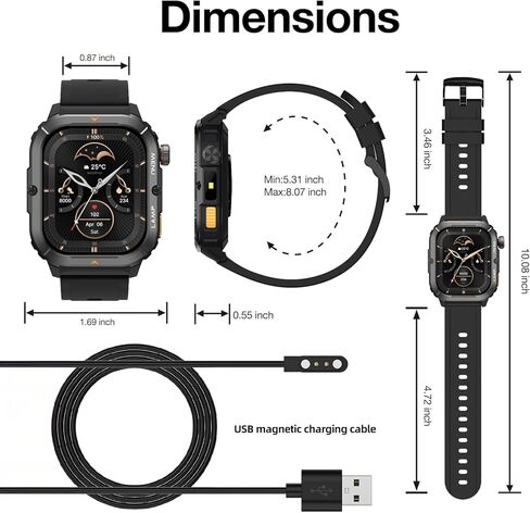 AGM Legion 3 Ultra Rugged Smartwatch, 1.95" AMOLED Colorful Display, BT Calling/Message, SPO₂/Heart Rate/Sleep Tracking, 100+ Sport Modes, 5ATM Waterproof, Reminders/Weather/Find Phone/Flashlight in Kuwait