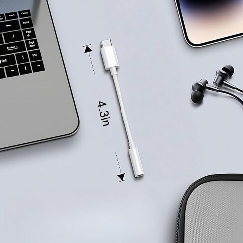 USB C to 3.5mm Audio Headphone Adapter, Type C to Headphone Jack Adapter, Support Music Playback & Calls for iPhone 16/15 Series, iPad, MacBook, Samsung Galaxy S24/S23/S22/S21Ultra, White in Kuwait