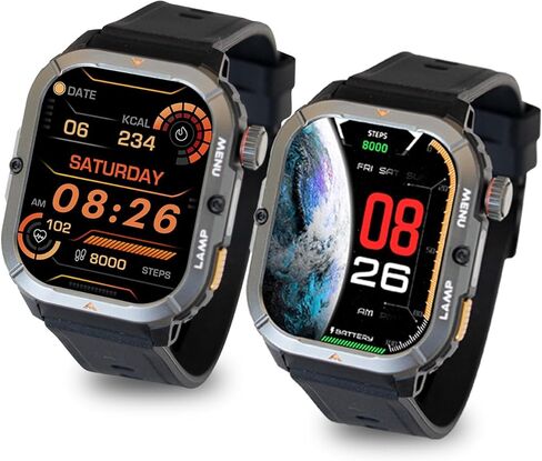 AGM Legion 3 Ultra Rugged Smartwatch, 1.95" AMOLED Colorful Display, BT Calling/Message, SPO₂/Heart Rate/Sleep Tracking, 100+ Sport Modes, 5ATM Waterproof, Reminders/Weather/Find Phone/Flashlight in Kuwait
