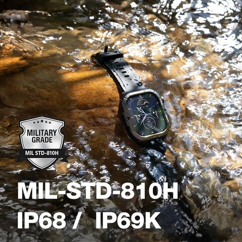 AGM Legion 3 Ultra Rugged Smartwatch, 1.95" AMOLED Colorful Display, BT Calling/Message, SPO₂/Heart Rate/Sleep Tracking, 100+ Sport Modes, 5ATM Waterproof, Reminders/Weather/Find Phone/Flashlight in Kuwait