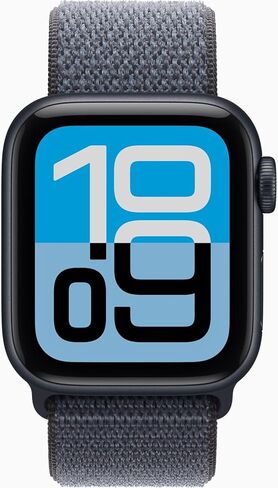 Apple Watch SE 3 [نظام تحديد المواقع + شبكة خلوية، 40 ملم] هيكل من الألومنيوم منتصف الليل مع حزام رياضي أزرق مرساة، مقاس واحد (متجدد) in Kuwait