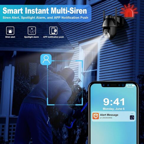 SeeVision كاميرات مراقبة تعمل بالطاقة الشمسية لاسلكية في الهواء الطلق، 2K PTZ WiFi 3MP كاميرا أمان داخلية للمنزل مع أضواء كاشفة، كشف حركة PIR، صفارة إنذار، رؤية ليلية ملونة، محادثة ثنائية الاتجاه، تخزين SD/سحابي in Kuwait