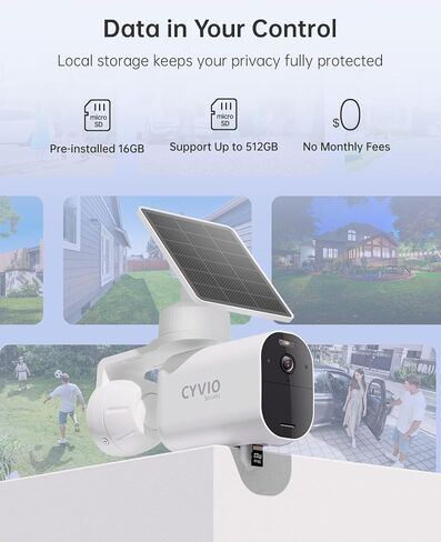 Solar Security Camera Wireless Outdoor, 4K Battery-Powered 11600mAh Home Camera with Solar Panel, Color Night Vision, AI Human/Vehicle Detection, 2.4G WiFi, No Monthly Fee in Kuwait