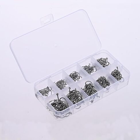 300PCS Portable Boxed Fishing Hooks, Small Hooks with Holes for Fishing in Kuwait