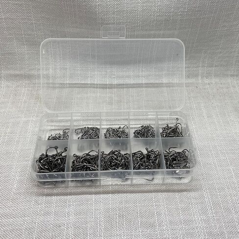 300PCS Portable Boxed Fishing Hooks, Small Hooks with Holes for Fishing in Kuwait