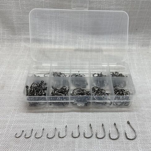 300PCS Portable Boxed Fishing Hooks, Small Hooks with Holes for Fishing in Kuwait